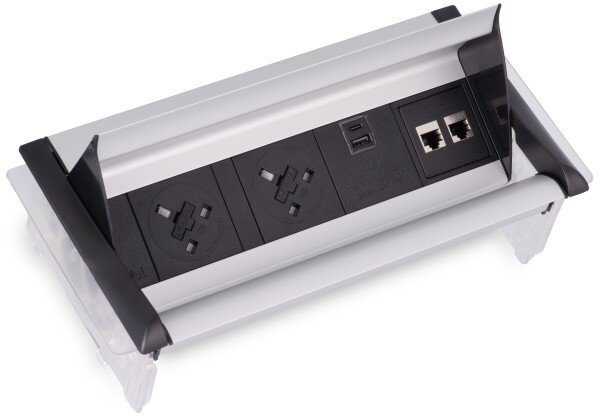 ABL Aero Flip Power Module - 2 Mains Power, 1 USB A+C charger, 1 IMP Slot - Black