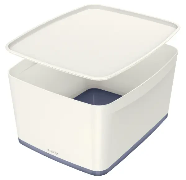 Leitz A4 Mybox Small Storage Box with Lid - White and Grey