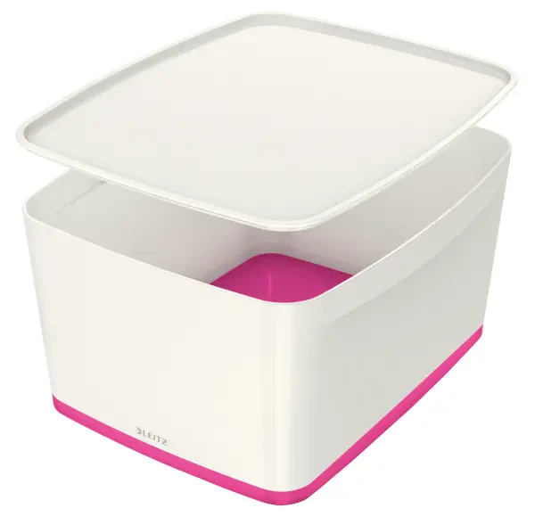 Leitz Mybox Large Storage Box with Lid - White and Pink