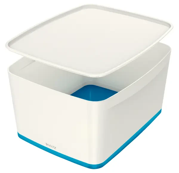 Leitz Mybox Large Storage Box with Lid - White and Blue