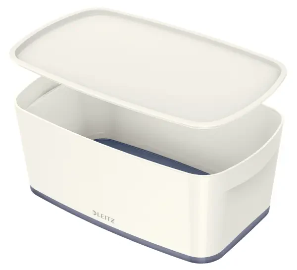 Leitz A5 Mybox Small Storage Box with Lid - White and Grey