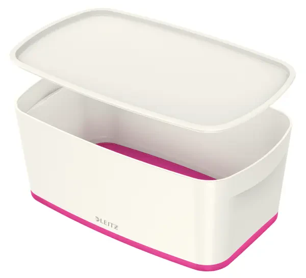 Leitz Mybox Small Storage Box with Lid - White and Pink