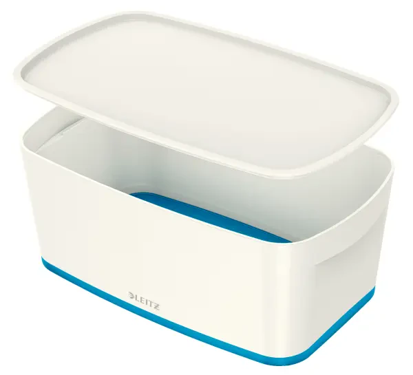 Leitz Mybox Small Storage Box with Lid - White and Blue