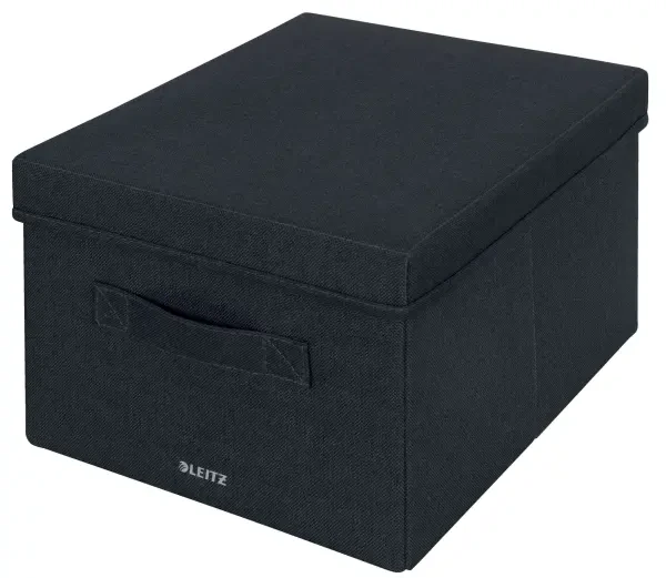 Leitz Fabric Storage Box with Lid Medium - Velvet Grey (Pack of 2)
