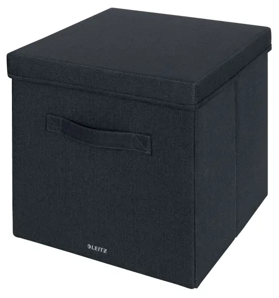 Leitz Fabric Storage Box with Lid Large - Velvet Grey (Pack of 2)