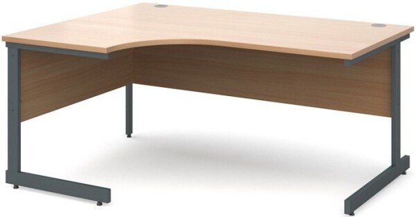 Dams Contract 25 Corner Desk with Single Cantilever Legs - (w) 1600mm x (d) 1200mm - Beech