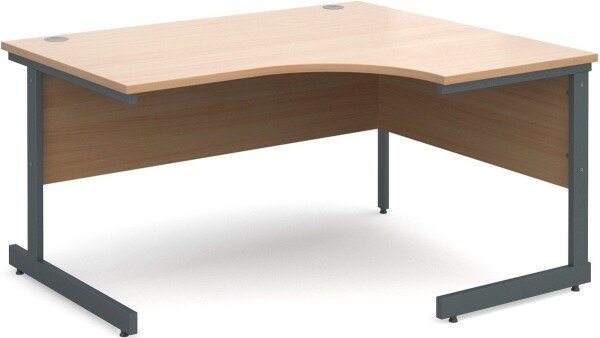 Dams Contract 25 Corner Desk with Single Cantilever Legs - (w) 1400mm x (d) 1200mm - Beech