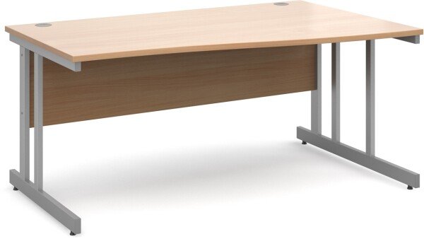 Dams Momento Wave Desk with Twin Cantilever Legs - (w) 1400mm x (d) 800-990mm - Beech
