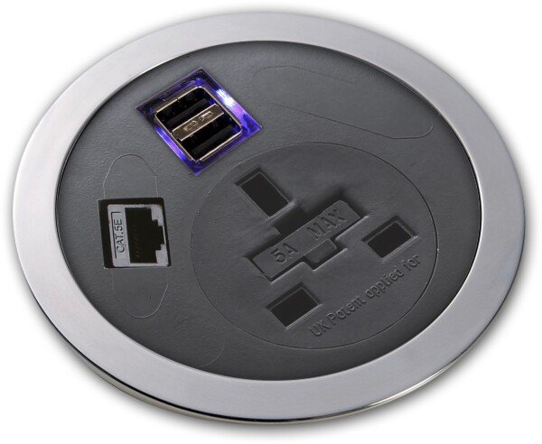 Metalicon Powerone Power & Data Module (Power, 1 Smart Charge, 2 USB, 2M Lead) - Black